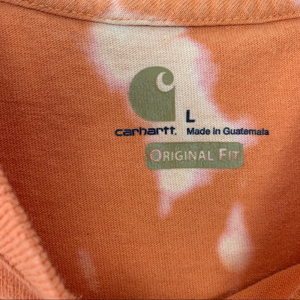 Carhartt Orange Bleach Dye Short Sleeve Tee Shirt - Picture 3 of 5